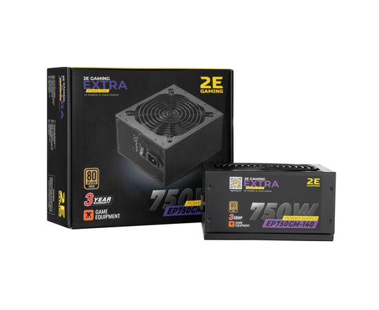 Блок питания 2E GAMING EXTRA POWER (750W), >90, 80+ Gold, 140mm, 1xMB 24pin(20+4), 1xCPU 8pin(4+4), 4xMolex, 6x (2E-EP750GM-140)
