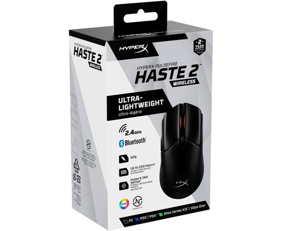 Мышка HyperX Pulsefire Haste 2 Wireless Black (6N0B0AA), изображение 10 Мышка HyperX Pulsefire Haste 2 Wireless Black (6N0B0AA), изображение 10