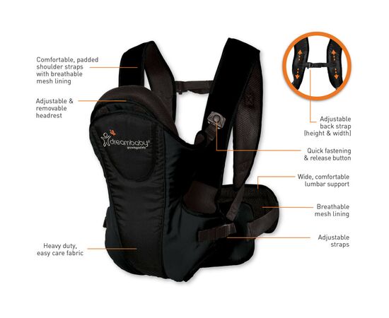 Рюкзак-переноска DreamBaby Manhattan Black (G296), изображение 3 Рюкзак-переноска DreamBaby Manhattan Black (G296), изображение 3