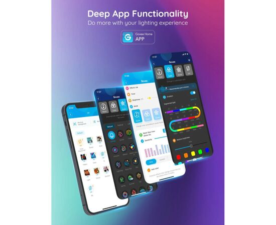 Светодиодная лента Govee Neon LED Strip Light 5м Білий (H61A23D1), изображение 11 Светодиодная лента Govee Neon LED Strip Light 5м Білий (H61A23D1), изображение 11