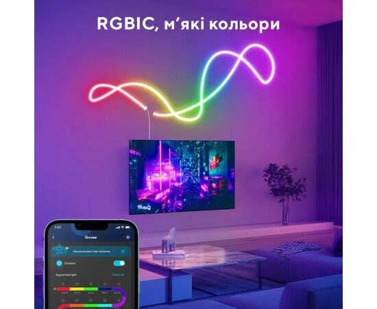 Светодиодная лента Govee Neon LED Strip Light 5м Білий (H61A23D1), изображение 8 Светодиодная лента Govee Neon LED Strip Light 5м Білий (H61A23D1), изображение 8