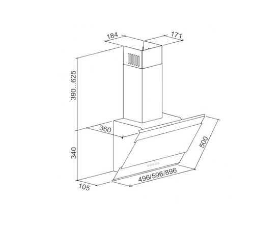 Вытяжка кухонная Eleyus Focus 1000 50 BL, изображение 11