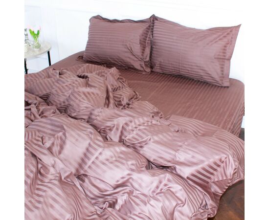 Постельное белье MirSon Satin Stripe 30-0006DarkBrown 160х220 Семейный (2200005249499)