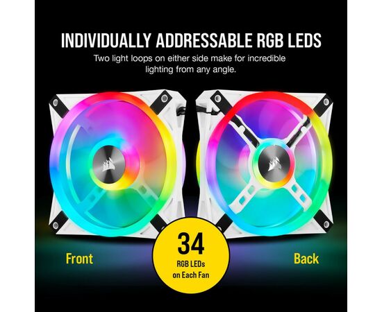Кулер для корпуса Corsair QL Series, WHITE QL120 RGB (CO-9050104-WW), изображение 10 Кулер для корпуса Corsair QL Series, WHITE QL120 RGB (CO-9050104-WW), изображение 10