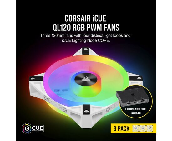 Кулер для корпуса Corsair QL Series, WHITE QL120 RGB (CO-9050104-WW), изображение 9 Кулер для корпуса Corsair QL Series, WHITE QL120 RGB (CO-9050104-WW), изображение 9