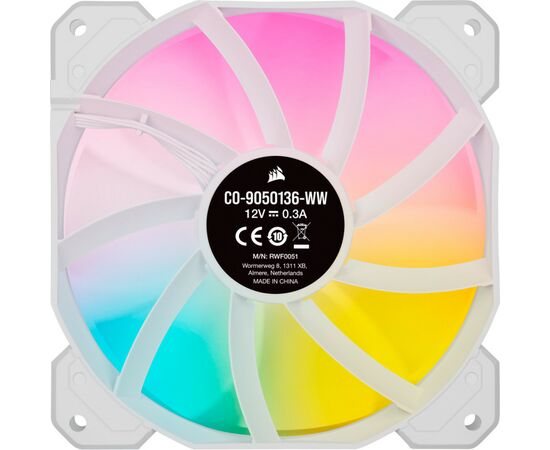 Кулер для корпуса Corsair SP120 RGB ELITE White (CO-9050137-WW), изображение 3 Кулер для корпуса Corsair SP120 RGB ELITE White (CO-9050137-WW), изображение 3