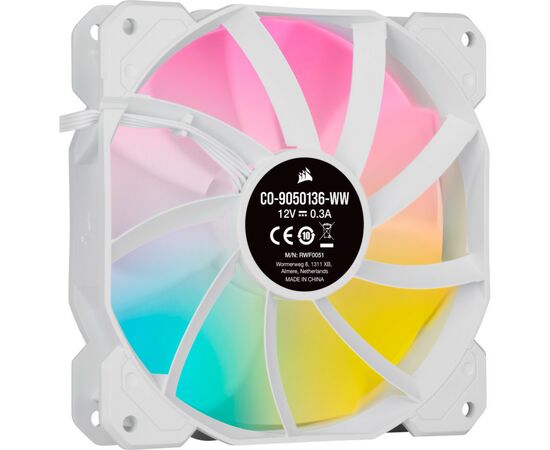 Кулер для корпуса Corsair SP120 RGB ELITE White (CO-9050137-WW), изображение 4 Кулер для корпуса Corsair SP120 RGB ELITE White (CO-9050137-WW), изображение 4