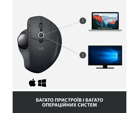 Мышка Logitech MX Ergo Bluetooth Graphite (910-005179), изображение 11 Мышка Logitech MX Ergo Bluetooth Graphite (910-005179), изображение 11