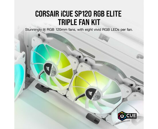 Кулер для корпуса Corsair SP120 RGB ELITE White (CO-9050137-WW), изображение 10 Кулер для корпуса Corsair SP120 RGB ELITE White (CO-9050137-WW), изображение 10