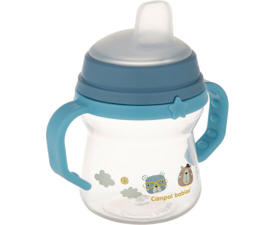 Поильник-непроливайка Canpol babies Bonjour Paris с силиконовым носиком FirstCup 150 мл Голубая (56/612_blu), изображение 2 Поильник-непроливайка Canpol babies Bonjour Paris с силиконовым носиком FirstCup 150 мл Голубая (56/612_blu), изображение 2
