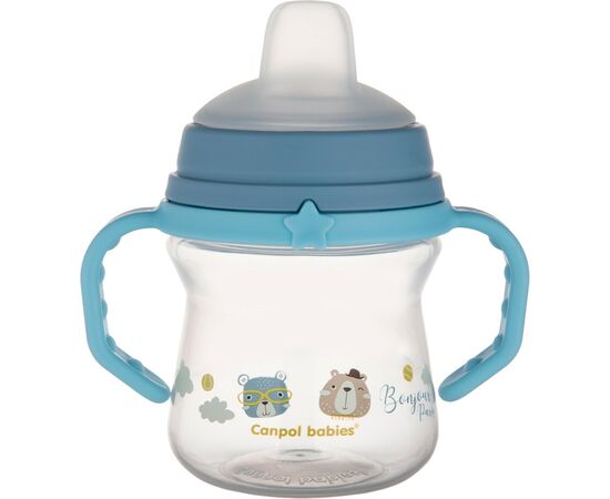 Поїльник-непроливайка Canpol babies Bonjour Paris з силіконовим носиком FirstCup 150 мл Блакитна (56/612_blu)