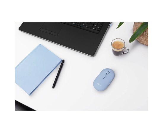 Мышка Trust Puck Wireless/Bluetooth Silent Blue (24126), изображение 2 Мышка Trust Puck Wireless/Bluetooth Silent Blue (24126), изображение 2
