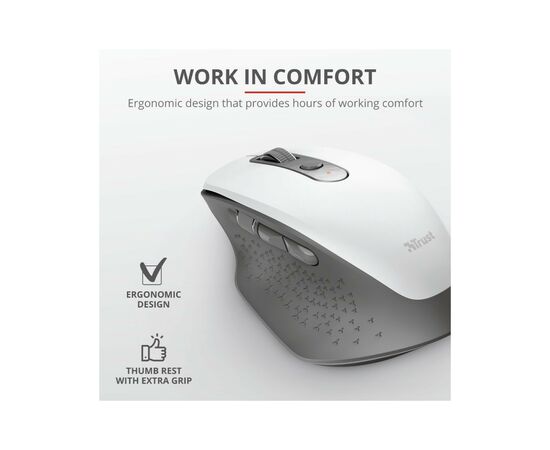 Мышка Trust Ozaa Rechargeable Wireless White (24035), изображение 6 Мышка Trust Ozaa Rechargeable Wireless White (24035), изображение 6