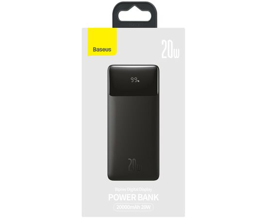 Батарея универсальная Baseus Bipow 20000mAh, PD/20W, QC3.0/USB-C, 2*USB-A/3A(max.), black (PPDML-M01), изображение 10 Батарея универсальная Baseus Bipow 20000mAh, PD/20W, QC3.0/USB-C, 2*USB-A/3A(max.), black (PPDML-M01), изображение 10