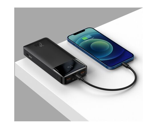 Батарея универсальная Baseus Bipow 20000mAh, PD/20W, QC3.0/USB-C, 2*USB-A/3A(max.), black (PPDML-M01), изображение 7 Батарея универсальная Baseus Bipow 20000mAh, PD/20W, QC3.0/USB-C, 2*USB-A/3A(max.), black (PPDML-M01), изображение 7