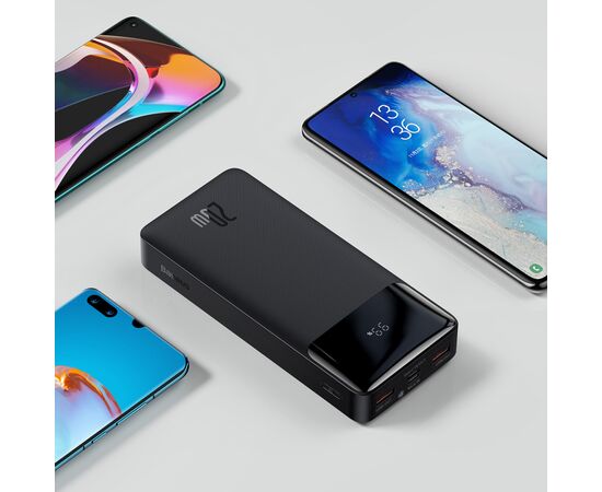 Батарея универсальная Baseus Bipow 20000mAh, PD/20W, QC3.0/USB-C, 2*USB-A/3A(max.), black (PPDML-M01), изображение 9 Батарея универсальная Baseus Bipow 20000mAh, PD/20W, QC3.0/USB-C, 2*USB-A/3A(max.), black (PPDML-M01), изображение 9
