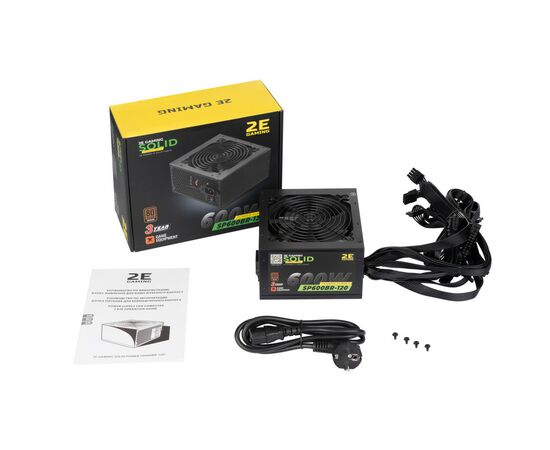 Блок питания 2E GAMING SOLID POWER (600W), >85, 80+ Bronze, 120mm, 1xMB 24pin(20+4), 1xCPU 8pin(4+4), 3xMolex, (2E-SP600BR-120), изображение 9 Блок питания 2E GAMING SOLID POWER (600W), >85, 80+ Bronze, 120mm, 1xMB 24pin(20+4), 1xCPU 8pin(4+4), 3xMolex, (2E-SP600BR-120), изображение 9