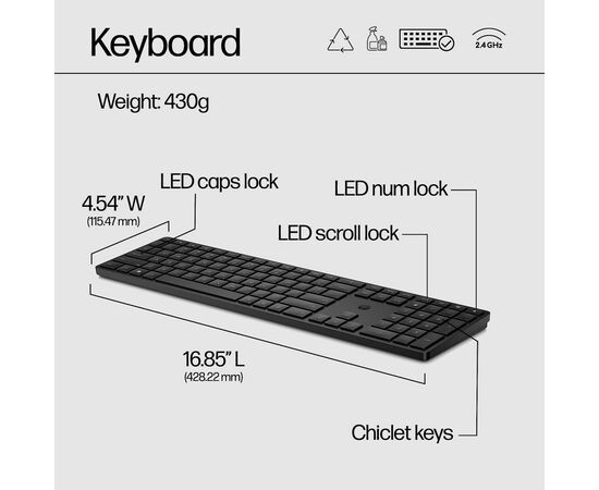 Клавиатура HP 450 Programmable Wireless UA Black (4R184AA), изображение 12 Клавиатура HP 450 Programmable Wireless UA Black (4R184AA), изображение 12
