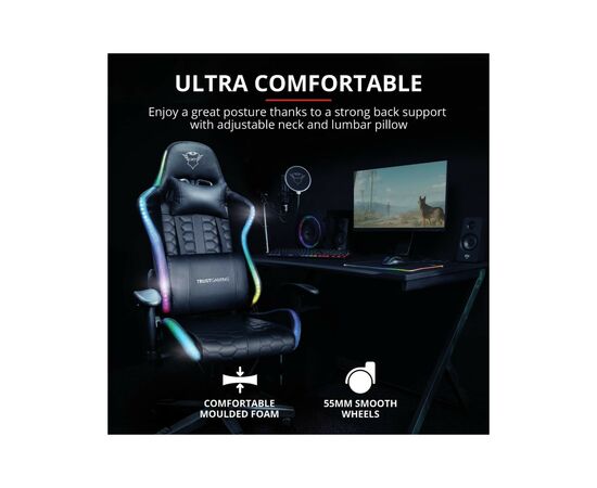 Кресло игровое Trust GXT 716 Rizza RGB BLACK (23845), изображение 4 Кресло игровое Trust GXT 716 Rizza RGB BLACK (23845), изображение 4