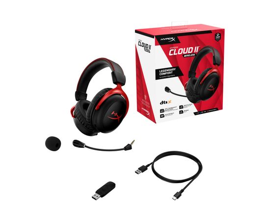 Наушники HyperX Cloud II Wireless Black-red (4P5K4AA), изображение 6 Наушники HyperX Cloud II Wireless Black-red (4P5K4AA), изображение 6
