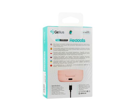 Наушники Gelius Pro Reddots TWS Earbuds GP-TWS010 Pink (00000082298), изображение 2 Наушники Gelius Pro Reddots TWS Earbuds GP-TWS010 Pink (00000082298), изображение 2