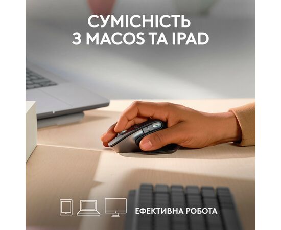 Мышка Logitech MX Master 3S For Mac Performance Wireless Space Grey (910-006571), изображение 2 Мышка Logitech MX Master 3S For Mac Performance Wireless Space Grey (910-006571), изображение 2