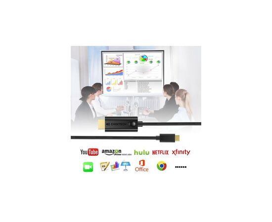 Кабель мультимедийный USB-C to HDMI 3.0m 4K 30Hz Choetech (XCH-0030BK), изображение 7 Кабель мультимедийный USB-C to HDMI 3.0m 4K 30Hz Choetech (XCH-0030BK), изображение 7