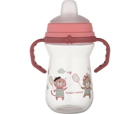 Поїльник-непроливайка Canpol babies Bonjour Paris з силіконовим носиком FirstCup 250 мл Рожева (56/613_pin)