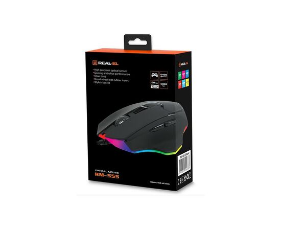 Мишка REAL-EL RM-555 USB Black, зображення 12 Мишка REAL-EL RM-555 USB Black, зображення 12