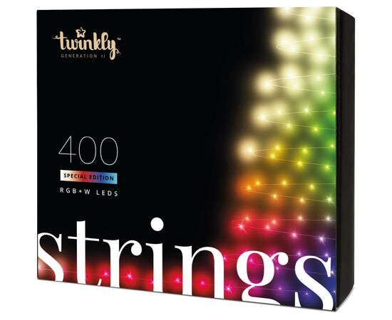 Гірлянда Twinkly Smart LED Strings RGBW 400, BT+WiFi, Gen II, IP44, кабель ч (TWS400SPP-BEU)