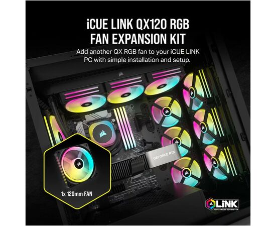 Кулер для корпуса Corsair iCUE Link QX120 RGB PWM (CO-9051001-WW), изображение 11 Кулер для корпуса Corsair iCUE Link QX120 RGB PWM (CO-9051001-WW), изображение 11