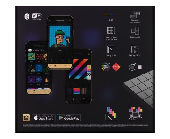 Гирлянда Twinkly Панель Smart LED Squares 3 RGB, Gen II, IP20, 16x16см, for TWQ064STW-07-BEU (TWQ064STW-03-BAD), изображение 12 Гирлянда Twinkly Панель Smart LED Squares 3 RGB, Gen II, IP20, 16x16см, for TWQ064STW-07-BEU (TWQ064STW-03-BAD), изображение 12