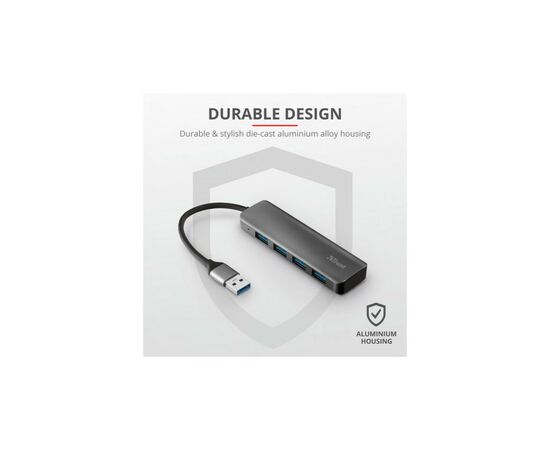 Концентратор Halyx 4-Port USB-A 3.2 Grey Trust (24947_TRUST), изображение 11 Концентратор Halyx 4-Port USB-A 3.2 Grey Trust (24947_TRUST), изображение 11