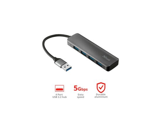Концентратор Halyx 4-Port USB-A 3.2 Grey Trust (24947_TRUST), изображение 8 Концентратор Halyx 4-Port USB-A 3.2 Grey Trust (24947_TRUST), изображение 8