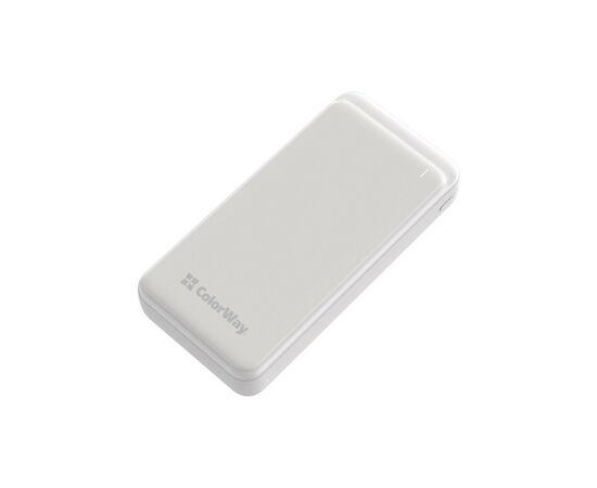 Батарея универсальная ColorWay 20 000 mAh Slim PD/20W, QC/3.0 USB-C/Micro-USB/USB-A White (CW-PB200LPG3WT-PD), изображение 2 Батарея универсальная ColorWay 20 000 mAh Slim PD/20W, QC/3.0 USB-C/Micro-USB/USB-A White (CW-PB200LPG3WT-PD), изображение 2
