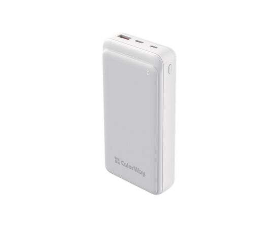 Батарея універсальна ColorWay 20 000 mAh Slim PD/20W, QC/3.0 USB-C/Micro-USB/USB-A White (CW-PB200LPG3WT-PD)