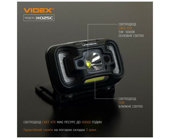 Фонарь Videx 310Lm 5000K (VLF-H025C), изображение 4 Фонарь Videx 310Lm 5000K (VLF-H025C), изображение 4