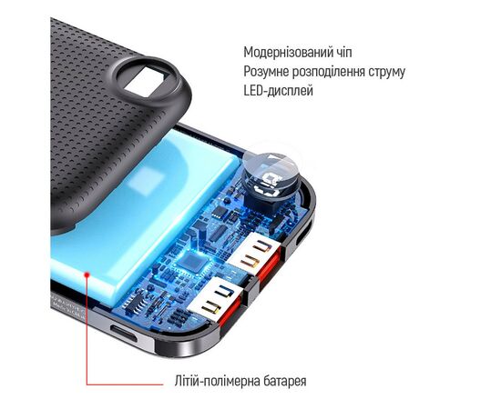 Батарея универсальная ColorWay 10 000 mAh LCD (USB QC3.0 + USB-C Power Delivery 22.5W) Black (CW-PB100LPI3BK-PDD), изображение 11 Батарея универсальная ColorWay 10 000 mAh LCD (USB QC3.0 + USB-C Power Delivery 22.5W) Black (CW-PB100LPI3BK-PDD), изображение 11