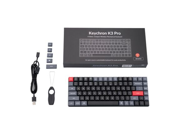 Клавіатура Keychron K3 PRO 84Key Gateron Brown Low Profile QMK UA RGB Black (K3PB3_KEYCHRON), зображення 2 Клавіатура Keychron K3 PRO 84Key Gateron Brown Low Profile QMK UA RGB Black (K3PB3_KEYCHRON), зображення 2