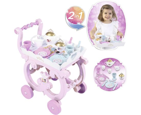 Игровой набор Smoby Тележка Дисней Принцессы со съемным подносом с сервизом 17 аксессуаров (312502), изображение 4 Игровой набор Smoby Тележка Дисней Принцессы со съемным подносом с сервизом 17 аксессуаров (312502), изображение 4