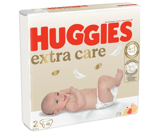 Подгузники Huggies Extra Care 2 (3-6 кг), 82 шт (5029053578088), изображение 2 Подгузники Huggies Extra Care 2 (3-6 кг), 82 шт (5029053578088), изображение 2