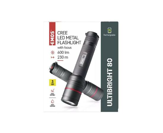 Фонарь EMOS P3180 600Lm Li-ion Metal (P3180), изображение 11 Фонарь EMOS P3180 600Lm Li-ion Metal (P3180), изображение 11