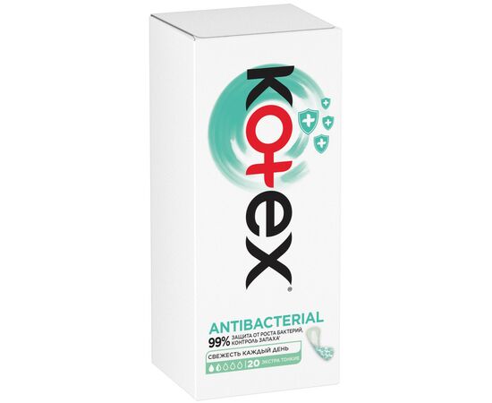 Ежедневные прокладки Kotex Antibacterial Extra Thin 20 шт. (5029053549132), изображение 2 Ежедневные прокладки Kotex Antibacterial Extra Thin 20 шт. (5029053549132), изображение 2