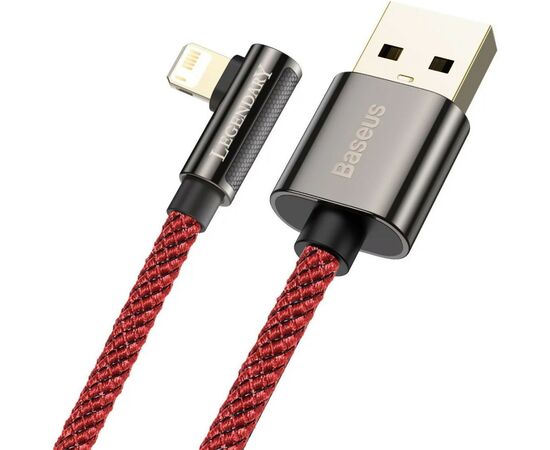 Дата кабель USB 2.0 AM to Lightning 1.0m CACS 2.4A 90 Legend Series Elbow Red Baseus (CACS000009), изображение 3 Дата кабель USB 2.0 AM to Lightning 1.0m CACS 2.4A 90 Legend Series Elbow Red Baseus (CACS000009), изображение 3