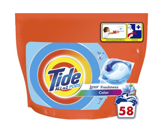 Капсулы для стирки Tide Все-в-1 Touch of Lenor Fresh Color 58 шт. (8001841640204)