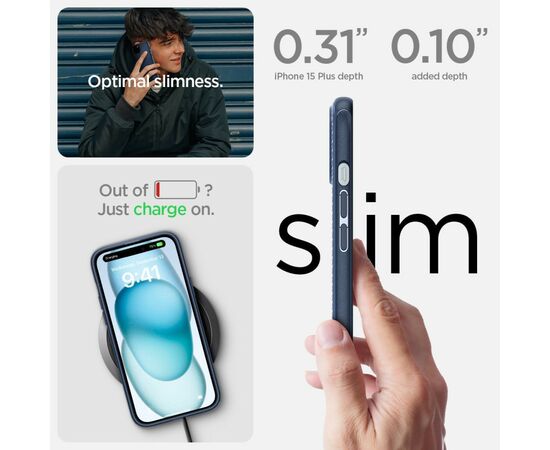 Чехол для мобильного телефона Spigen Apple iPhone 15 Plus Mag Armor MagFit Navy Blue (ACS06672), изображение 9 Чехол для мобильного телефона Spigen Apple iPhone 15 Plus Mag Armor MagFit Navy Blue (ACS06672), изображение 9