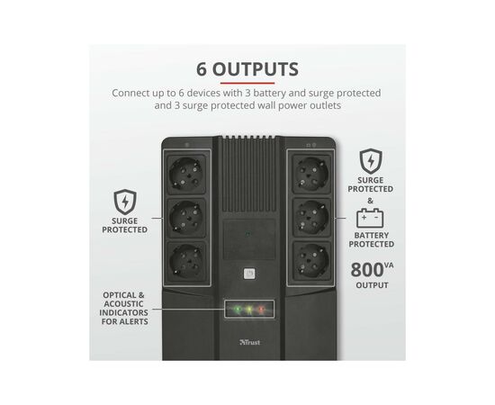 Источник бесперебойного питания Trust Maxxon 800VA UPS (23326_TRUST), изображение 8 Источник бесперебойного питания Trust Maxxon 800VA UPS (23326_TRUST), изображение 8
