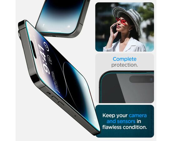 Стекло защитное Spigen Apple Iphone 14 Pro Glas tR EZ Fit (2 Pack), Clear (AGL05214), изображение 4 Стекло защитное Spigen Apple Iphone 14 Pro Glas tR EZ Fit (2 Pack), Clear (AGL05214), изображение 4