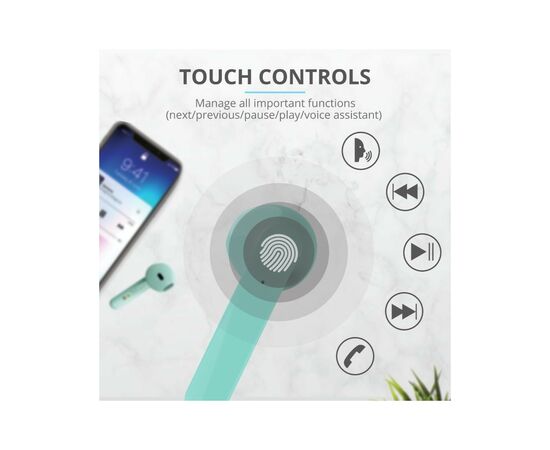 Наушники Trust Primo Touch True Wireless Mic Mint (23781), изображение 12 Наушники Trust Primo Touch True Wireless Mic Mint (23781), изображение 12
