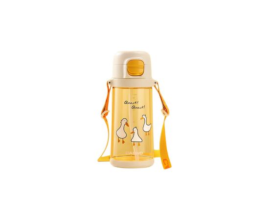 Пляшка для води Casno 690 мл KXN-1219 Помаранчева Гуси з соломинкою (KXN-1219_Orange)